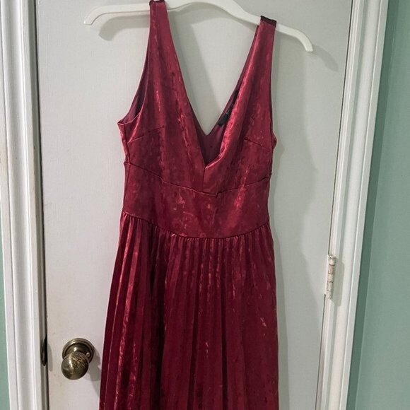 Guess velvet fit and flare sleeveless dress Burgundy S - Picture 5 of 6